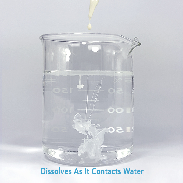 Water Soluble CBN dissolves quickly and evenly into water and water-based CBG product formulations. Image shows how quickly a drop if Water soluble CBN dissolves ones it hits water.