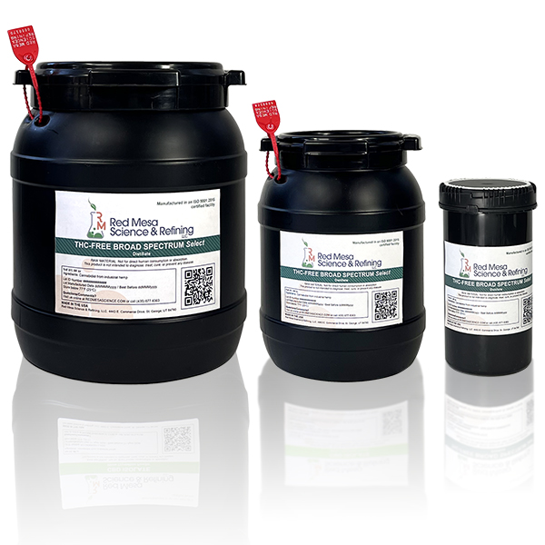 THC-Free Broad Spectrum Distillate Select bulk orders are packaging in food grade kg packaging