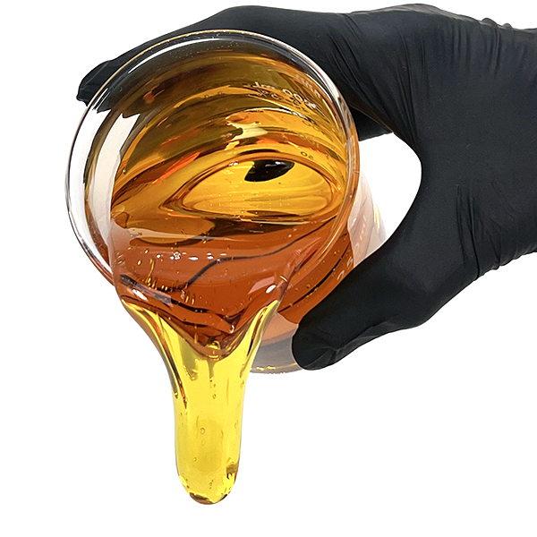 Picture shows how Red Mesa's Crystal Resistant Distillate is moderately viscous