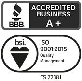 Badge representing Red Mesa Science & Refining's ISO 9001:2015 certification and A+ BBB rating, highlighting a commitment to excellence in manufacturing CBD, CBG, CBN isolates, distillates, water solubles, crystal-resistant distillates, and botanically derived bulk products with the highest quality and trust standards