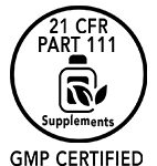 Red Mesa Science & Refining's 21 CFR Part 111 compliance badge for dietary supplement manufacturing of hemp-derived cannabinoids like CBD, CBG, CBN, CBT, and CBL